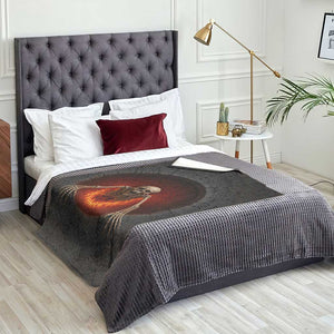 Spooky Fiery Skeleton Crawling Out 3D Optical Illusion Throw Blanket Pit Gothic Horror Halloween Graphic