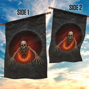 Spooky Fiery Skeleton Crawling Out 3D Optical Illusion Garden Flag Pit Gothic Horror Halloween Graphic
