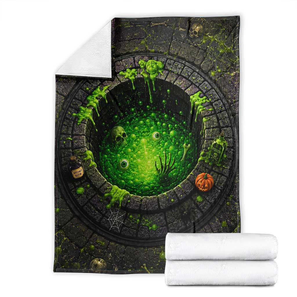 Spooky Toxic Green Slime Witches Brew Pit 3D Halloween Optical Illusion Throw Blanket