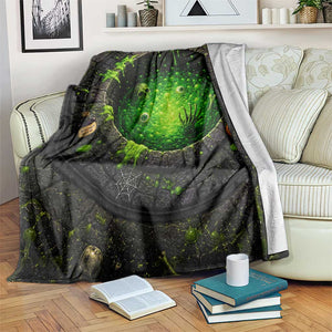 Spooky Toxic Green Slime Witches Brew Pit 3D Halloween Optical Illusion Throw Blanket