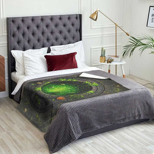 Spooky Toxic Green Slime Witches Brew Pit 3D Halloween Optical Illusion Throw Blanket