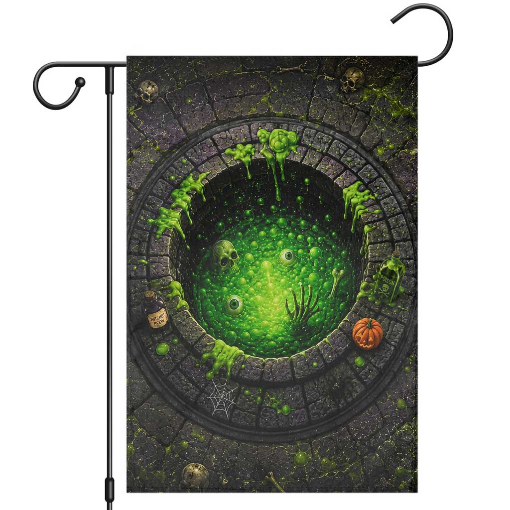 Spooky Toxic Green Slime Witches Brew Pit 3D Halloween Optical Illusion Garden Flag