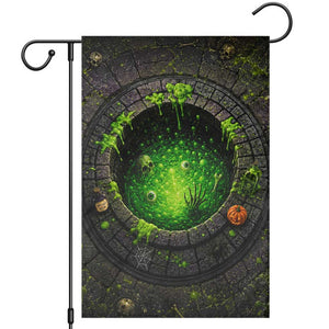 Spooky Toxic Green Slime Witches Brew Pit 3D Halloween Optical Illusion Garden Flag