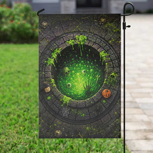 Spooky Toxic Green Slime Witches Brew Pit 3D Halloween Optical Illusion Garden Flag