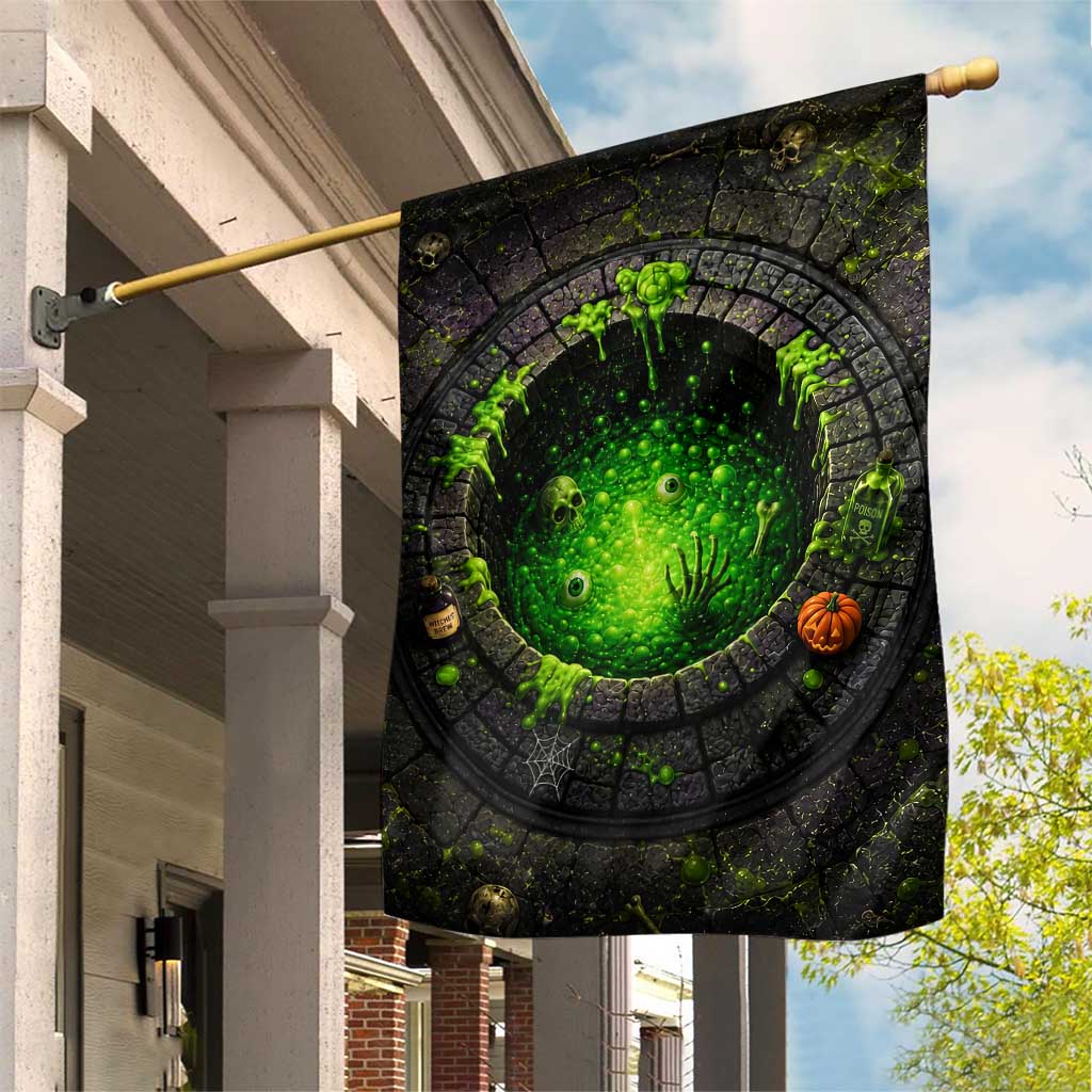 Spooky Toxic Green Slime Witches Brew Pit 3D Halloween Optical Illusion Garden Flag