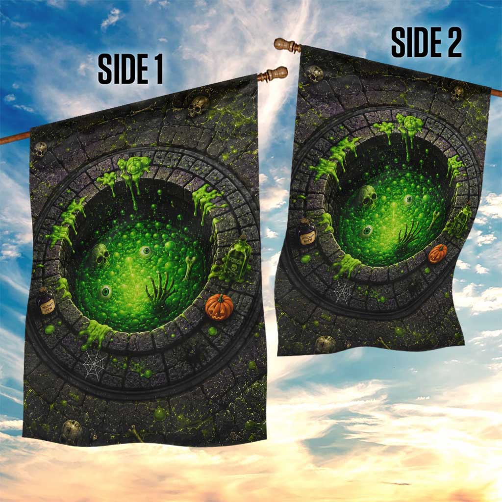 Spooky Toxic Green Slime Witches Brew Pit 3D Halloween Optical Illusion Garden Flag