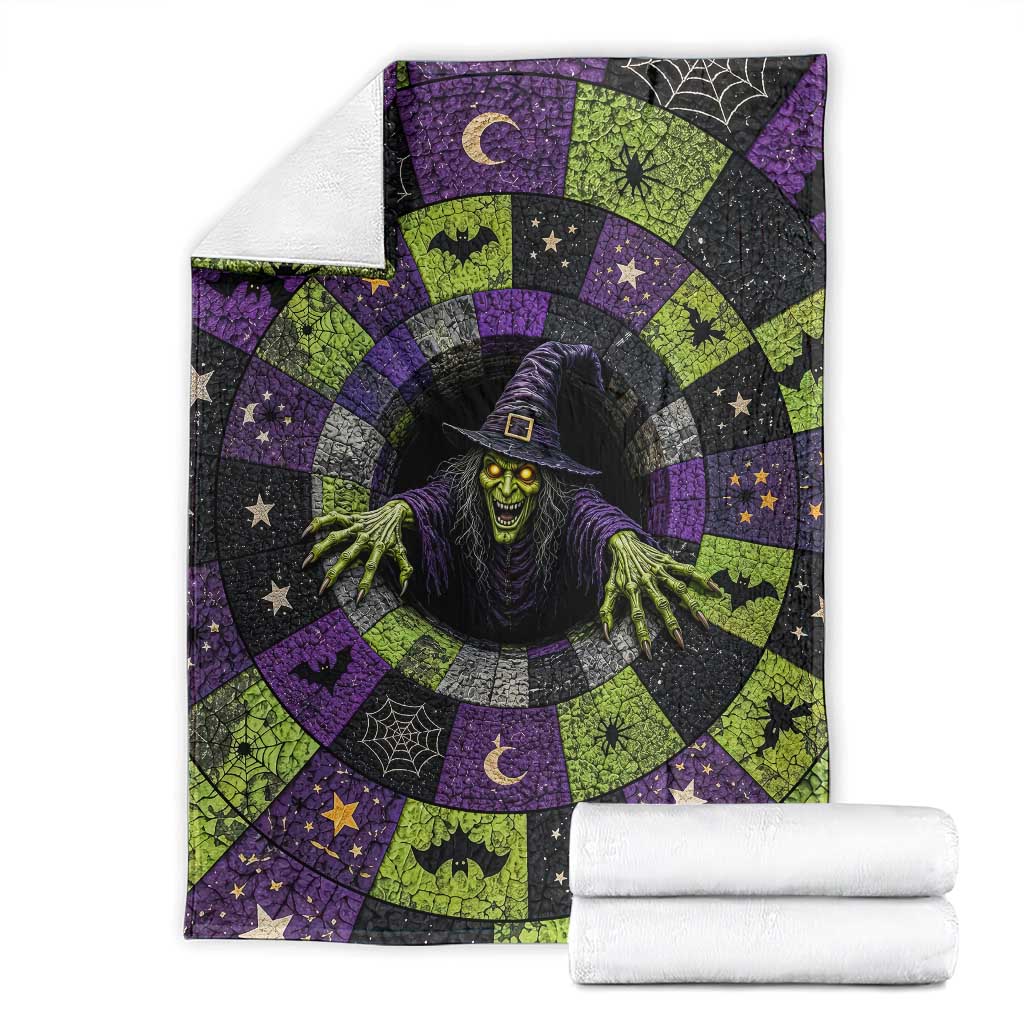 Wicked Witch Mosaic Vortex Pit 3D Halloween Optical Illusion Throw Blanket Dark Gothic Horror Graphic