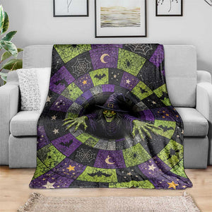 Wicked Witch Mosaic Vortex Pit 3D Halloween Optical Illusion Throw Blanket Dark Gothic Horror Graphic
