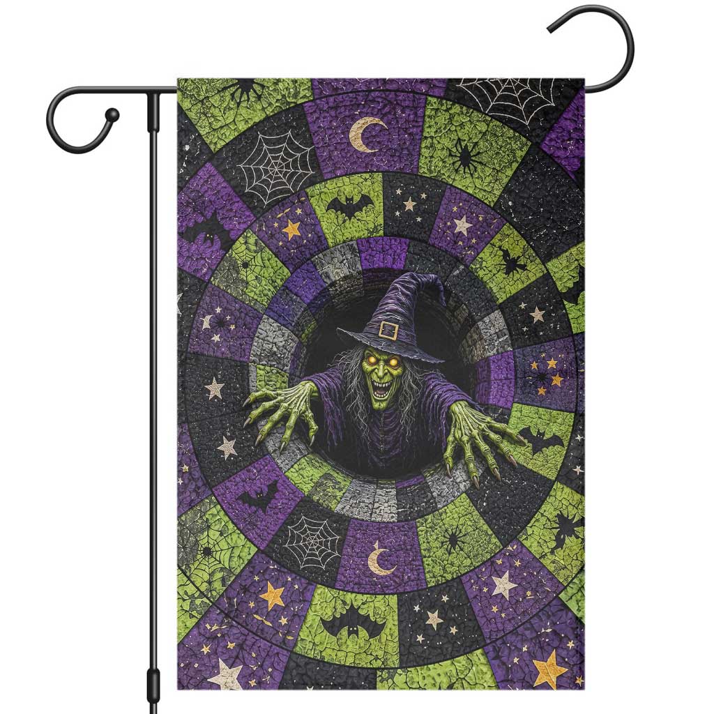 Wicked Witch Mosaic Vortex Pit 3D Halloween Optical Illusion Garden Flag Dark Gothic Horror Graphic