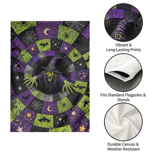 Wicked Witch Mosaic Vortex Pit 3D Halloween Optical Illusion Garden Flag Dark Gothic Horror Graphic