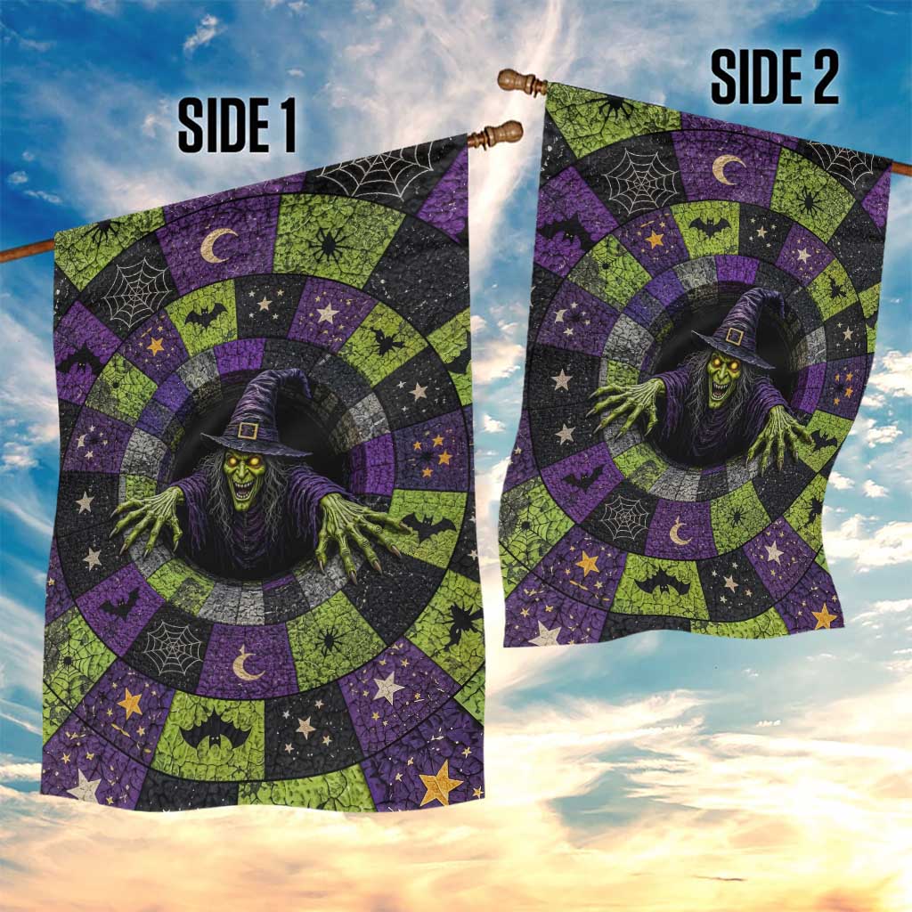 Wicked Witch Mosaic Vortex Pit 3D Halloween Optical Illusion Garden Flag Dark Gothic Horror Graphic