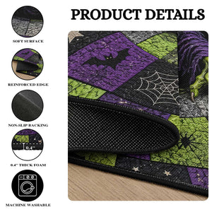 Wicked Witch Mosaic Vortex Pit 3D Halloween Optical Illusion Round Rug Dark Gothic Horror Graphic