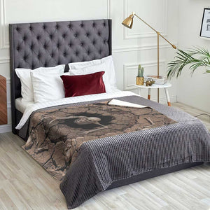 Skeleton Emerging From Cracked Earth Pit 3D Optical Illusion Throw Blanket Spooky Halloween Gothic Horror Graphic