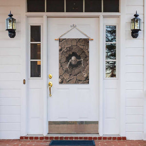 Skeleton Emerging From Cracked Earth Pit 3D Optical Illusion Garden Flag Spooky Halloween Gothic Horror Graphic