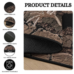 Skeleton Emerging From Cracked Earth Pit 3D Optical Illusion Round Rug Spooky Halloween Gothic Horror Graphic