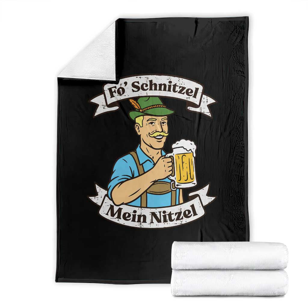 Fo Schnitzel Mein Nitzel Funny Oktoberfest Bavarian Beer Graphic Throw Blanket Hilarious German Heritage