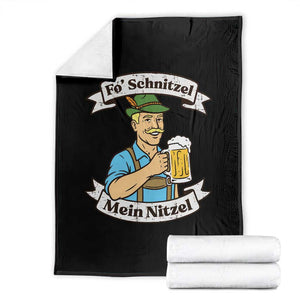 Fo Schnitzel Mein Nitzel Funny Oktoberfest Bavarian Beer Graphic Throw Blanket Hilarious German Heritage