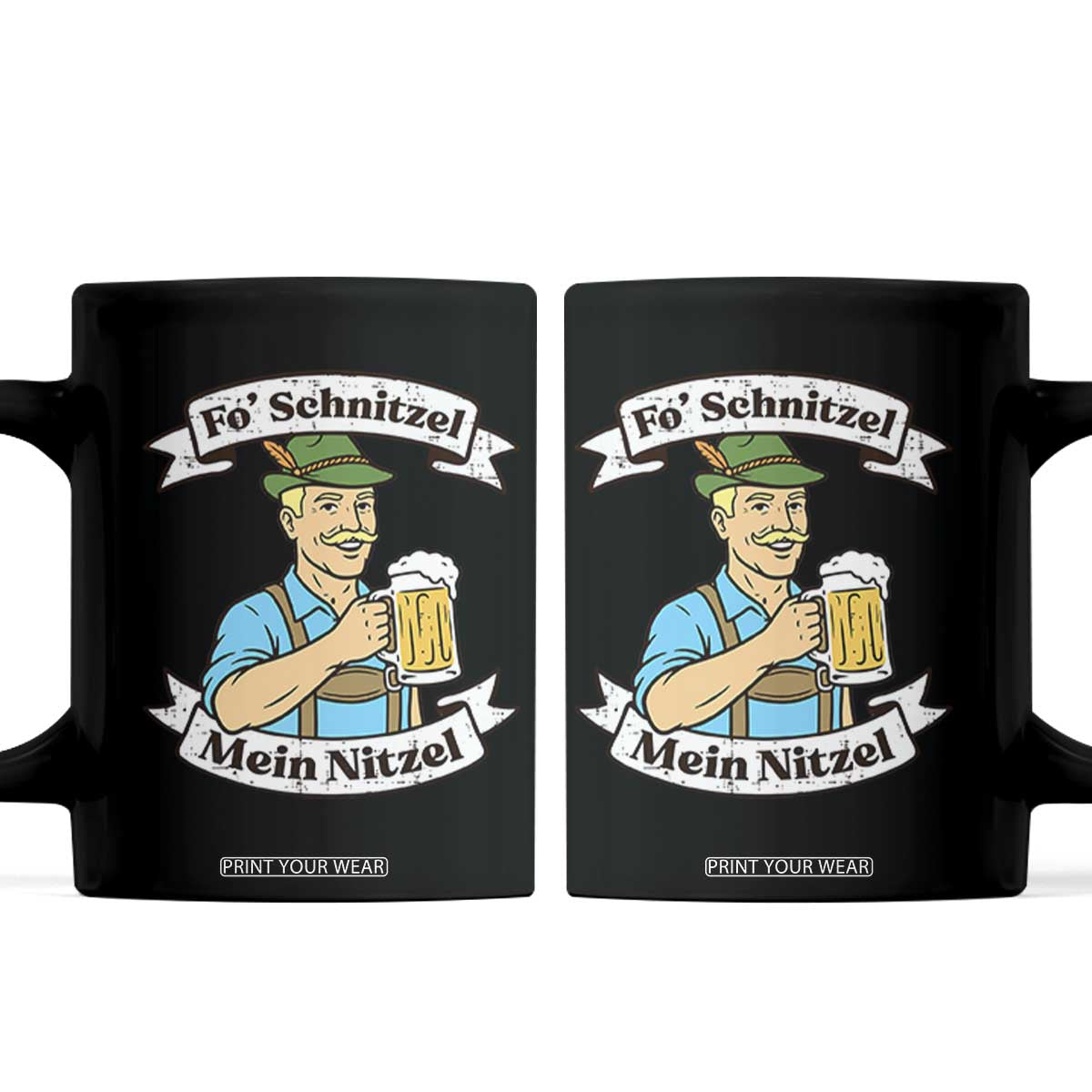 Fo Schnitzel Mein Nitzel Funny Oktoberfest Bavarian Beer Graphic Coffee Mug Hilarious German Heritage