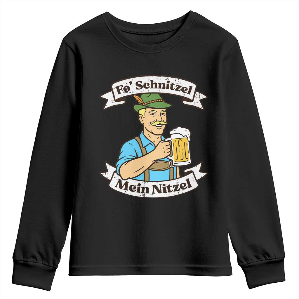 Fo Schnitzel Mein Nitzel Funny Oktoberfest Bavarian Beer Graphic Youth Sweatshirt Hilarious German Heritage