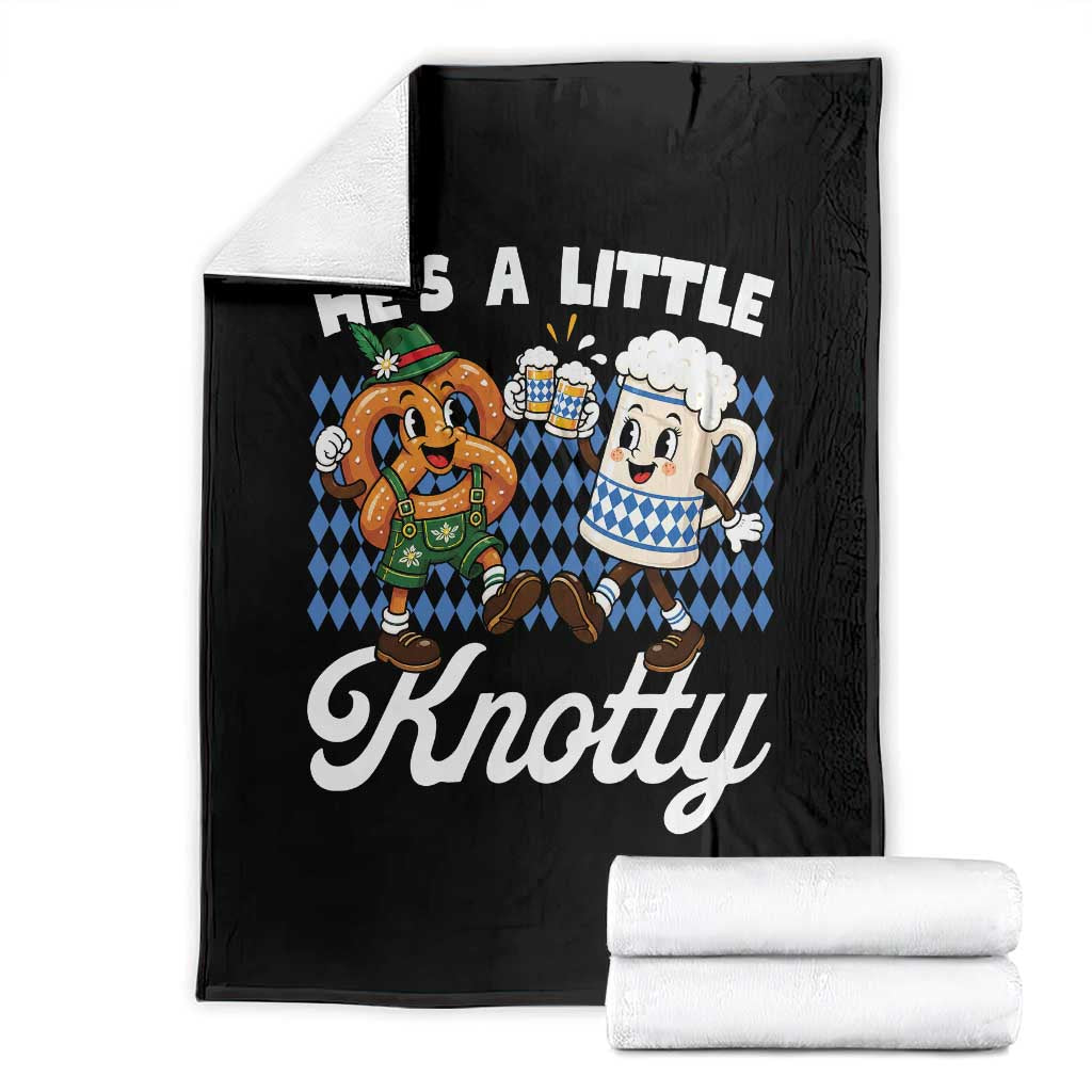 He is A Little Knotty Pretzel Beer Bavarian Oktoberfest Throw Blanket Matching Couple Drinking Humor Graphic