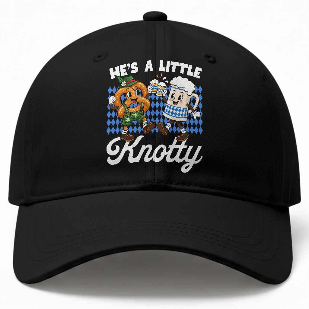 He is A Little Knotty Pretzel Beer Bavarian Oktoberfest Baseball Cap Matching Couple Drinking Humor Graphic