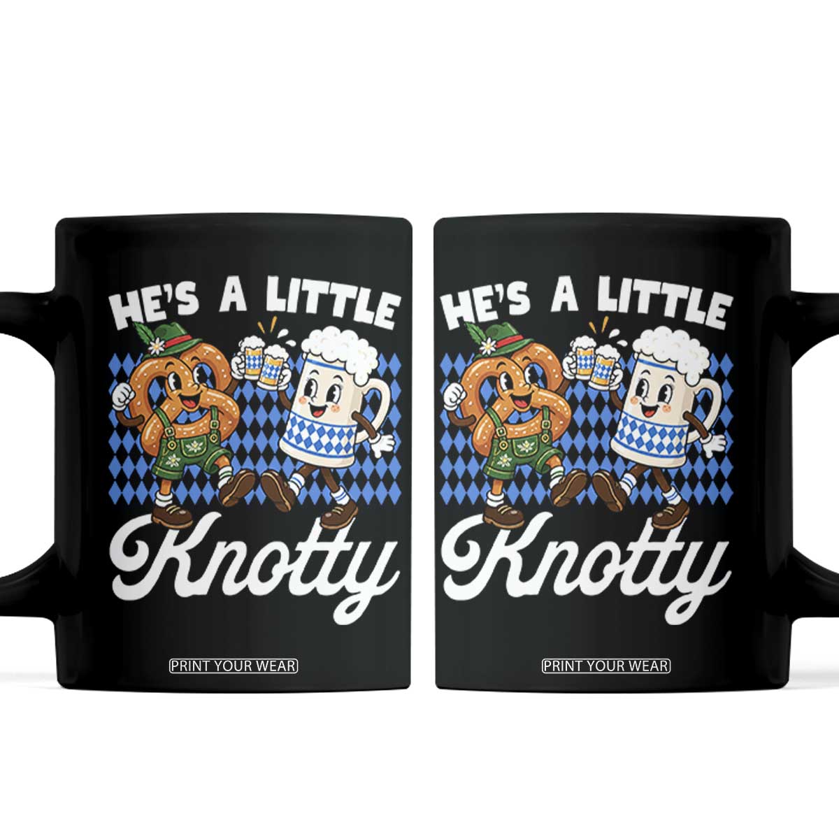 He is A Little Knotty Pretzel Beer Bavarian Oktoberfest Coffee Mug Matching Couple Drinking Humor Graphic