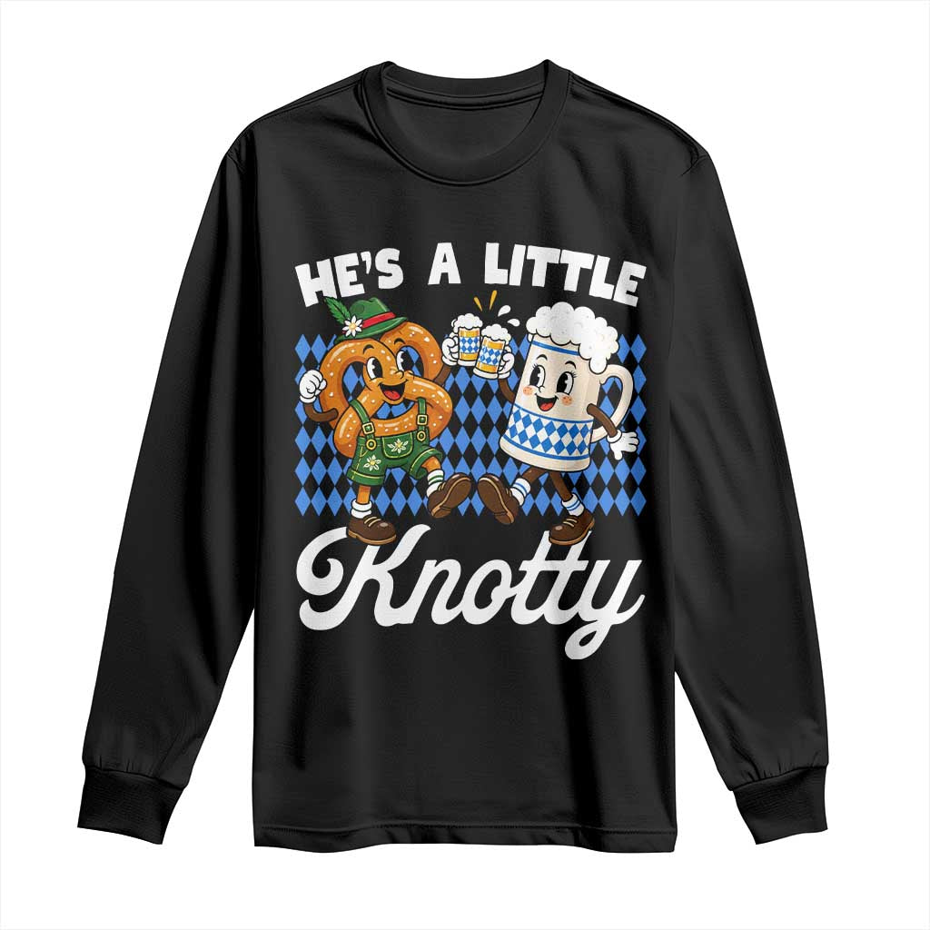 He is A Little Knotty Pretzel Beer Bavarian Oktoberfest Long Sleeve Shirt Matching Couple Drinking Humor Graphic