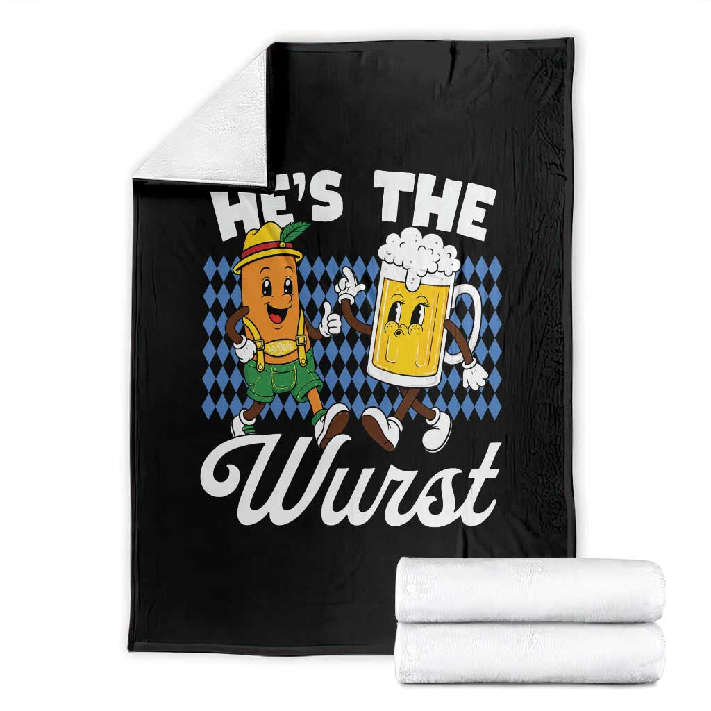 He is The Wurst Sausage Beer Bavarian Oktoberfest Throw Blanket Matching Couple Drinking Humor Graphic