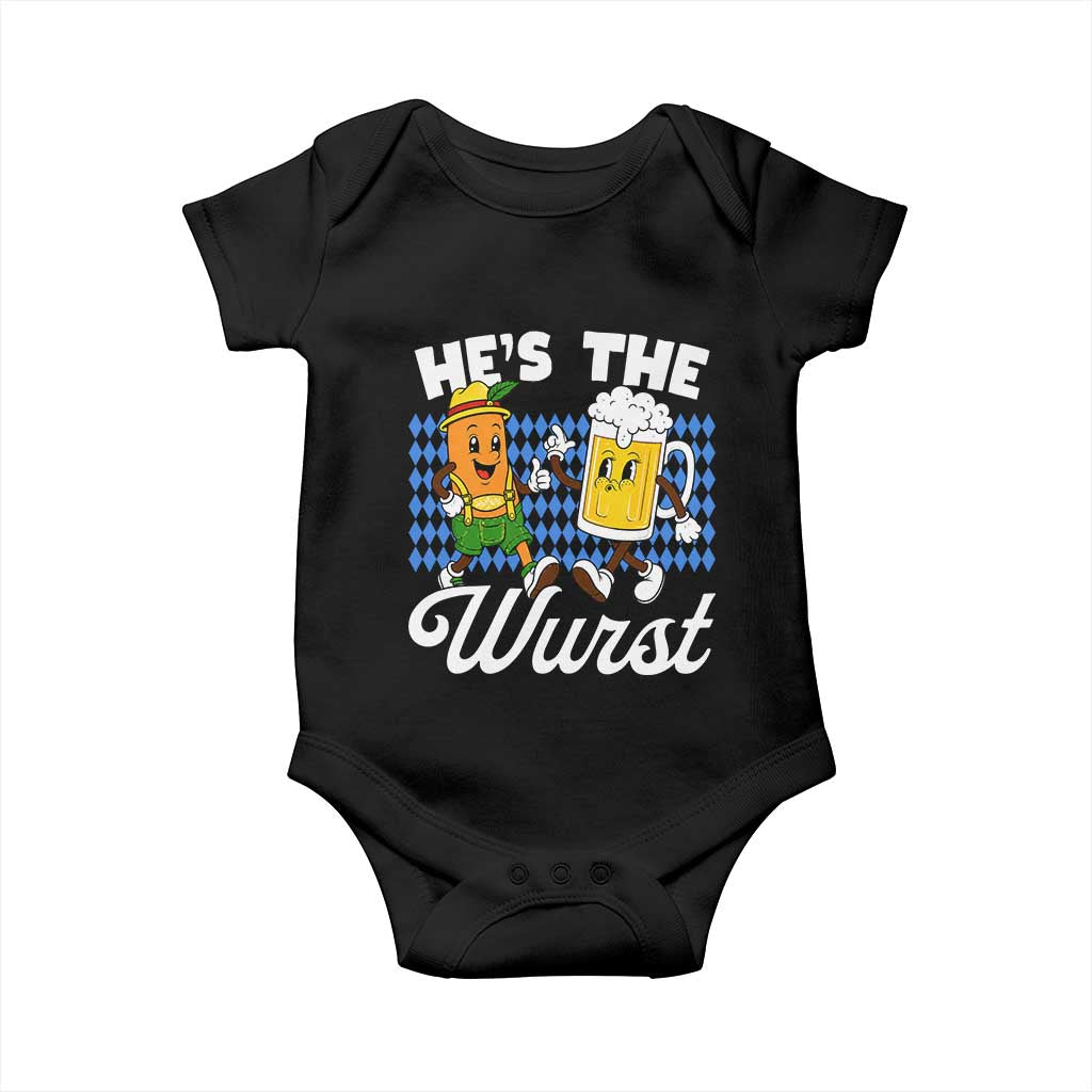He is The Wurst Sausage Beer Bavarian Oktoberfest Baby Onesie Matching Couple Drinking Humor Graphic