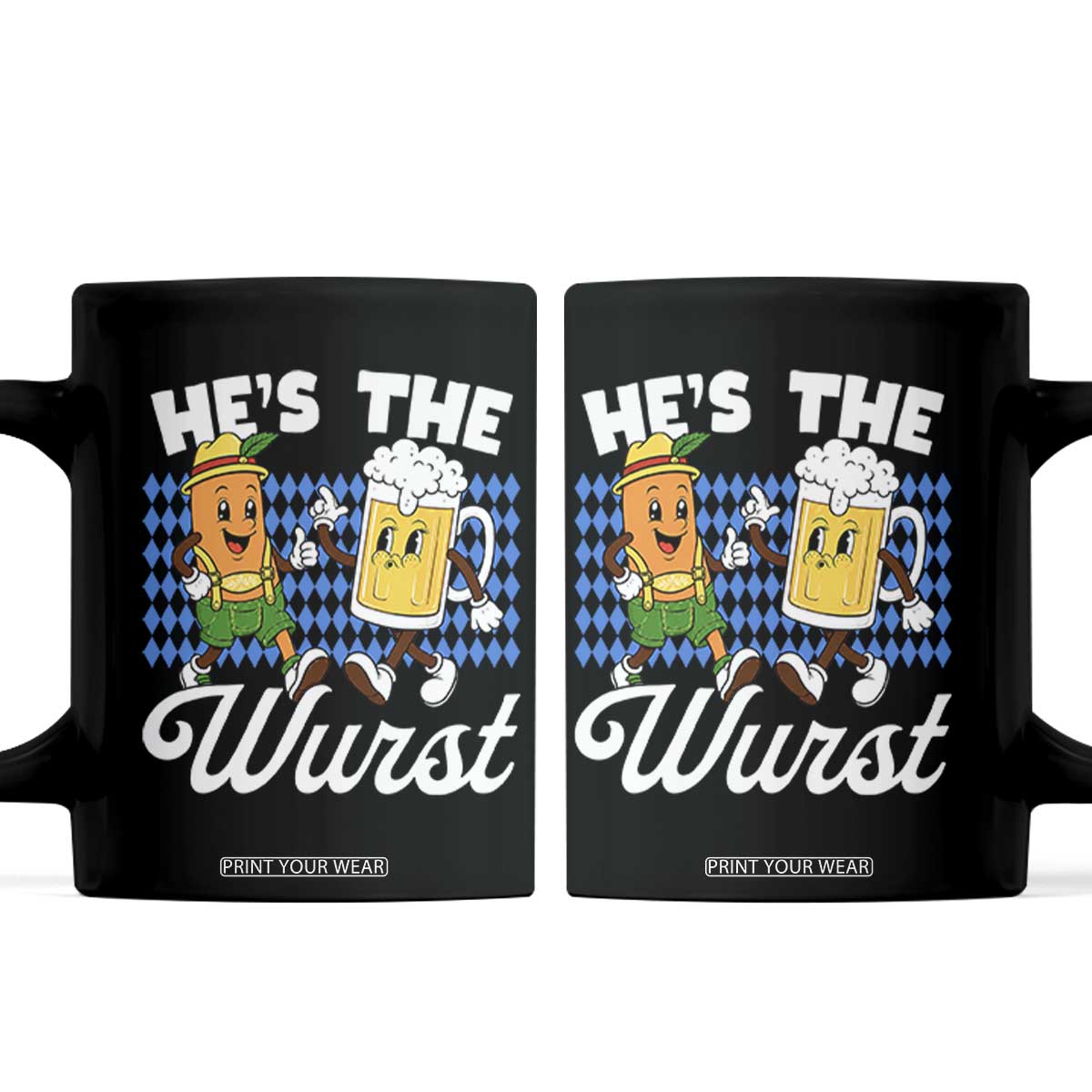 He is The Wurst Sausage Beer Bavarian Oktoberfest Coffee Mug Matching Couple Drinking Humor Graphic