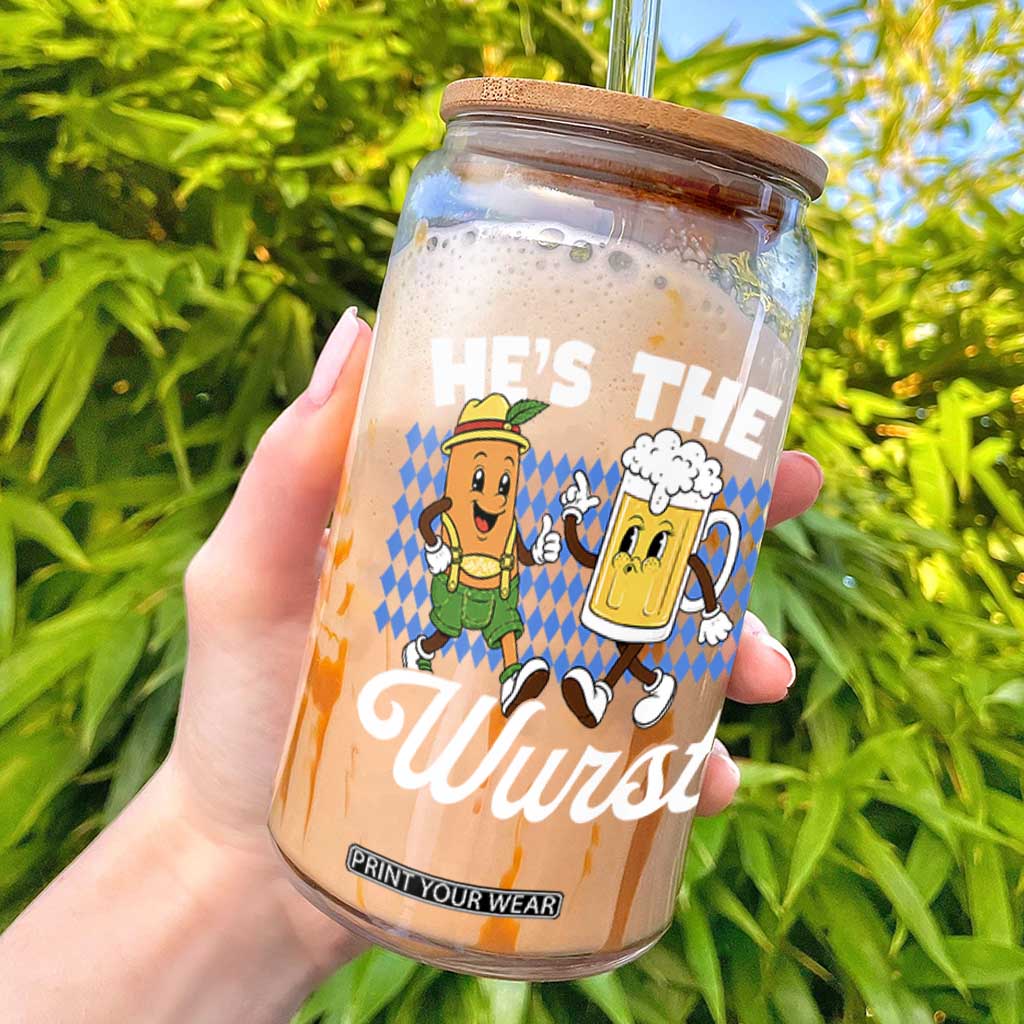 He is The Wurst Sausage Beer Bavarian Oktoberfest Glass Can Matching Couple Drinking Humor Graphic