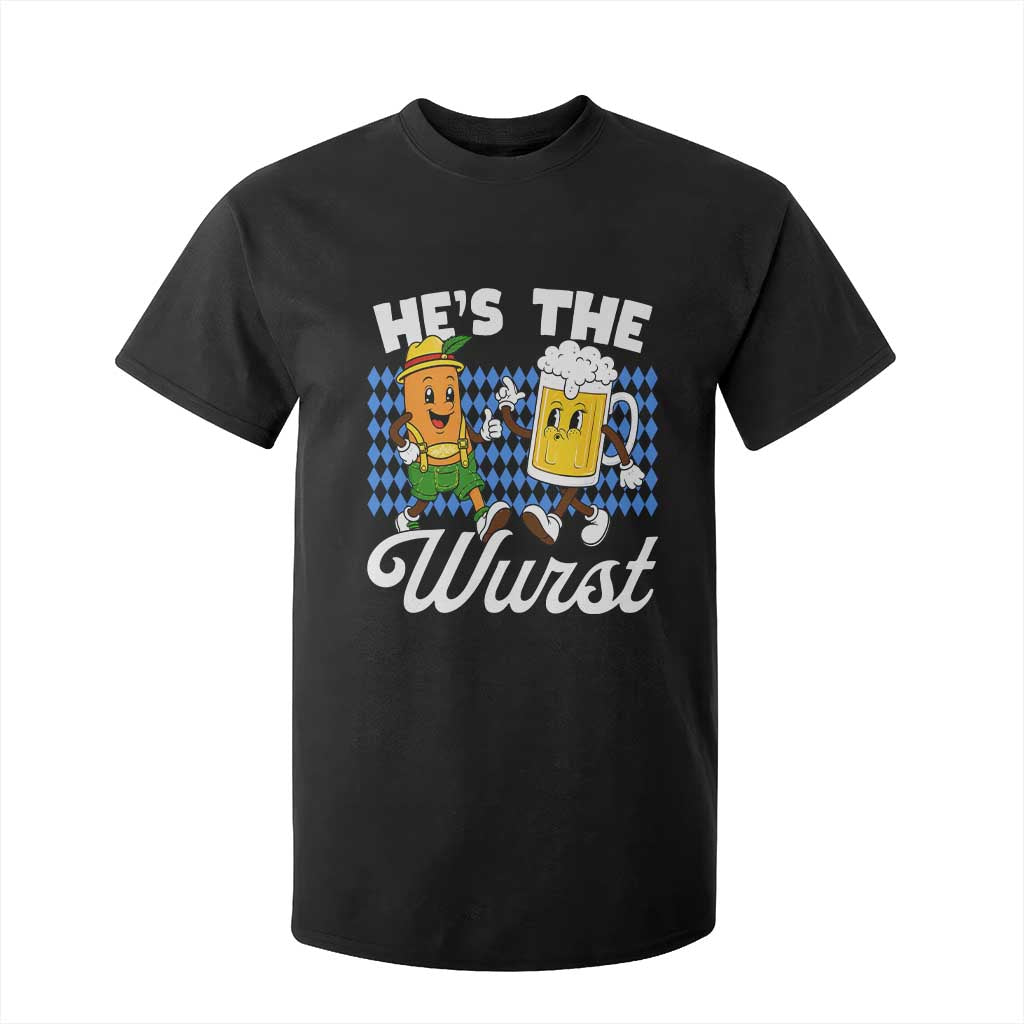 He is The Wurst Sausage Beer Bavarian Oktoberfest T Shirt For Kid Matching Couple Drinking Humor Graphic