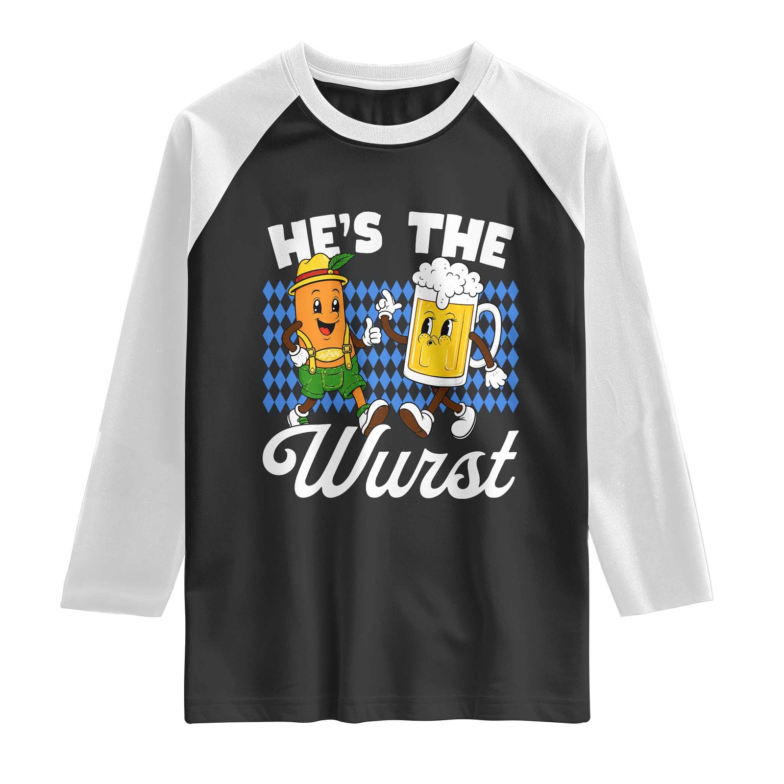 He is The Wurst Sausage Beer Bavarian Oktoberfest Raglan Shirt Matching Couple Drinking Humor Graphic
