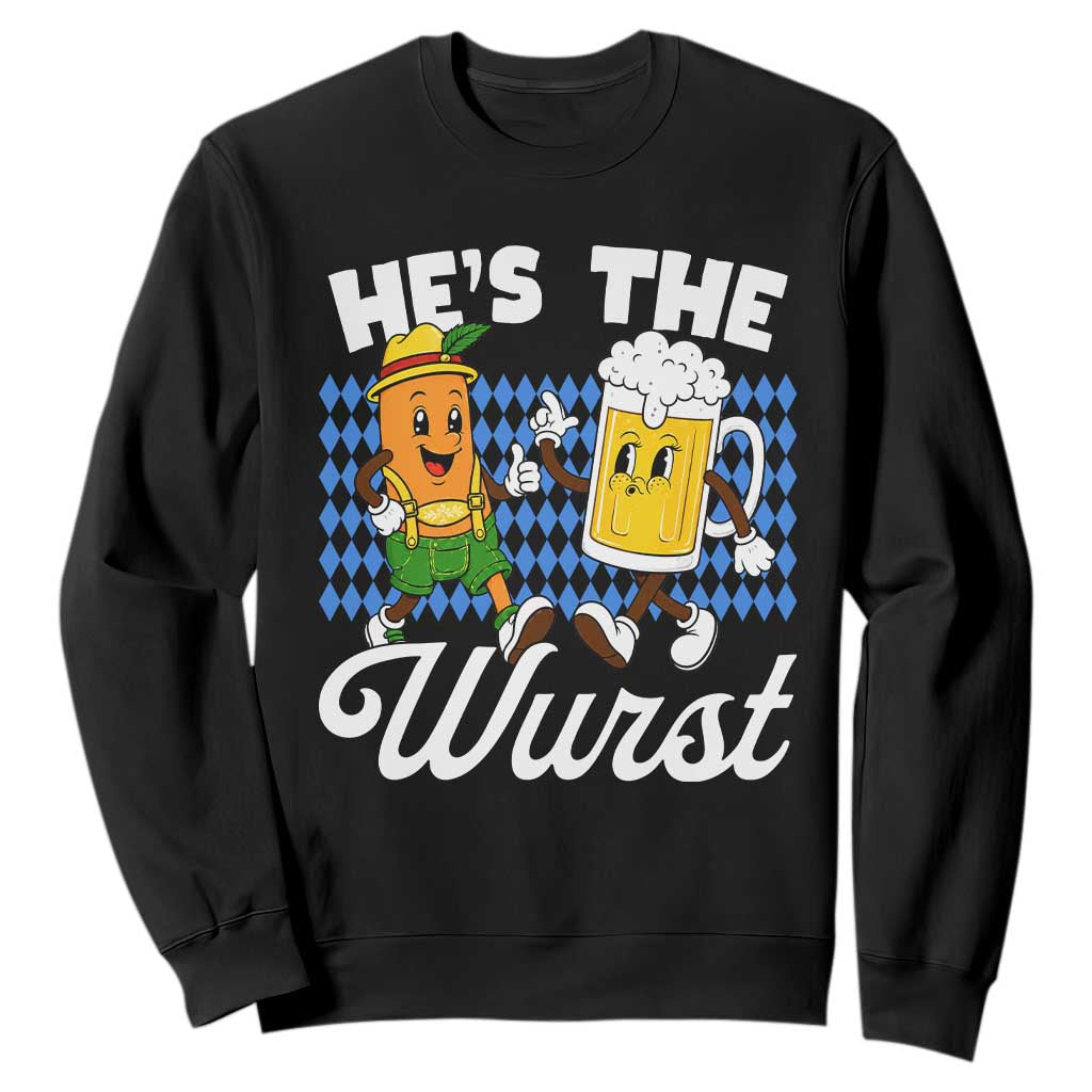 He is The Wurst Sausage Beer Bavarian Oktoberfest Sweatshirt Matching Couple Drinking Humor Graphic