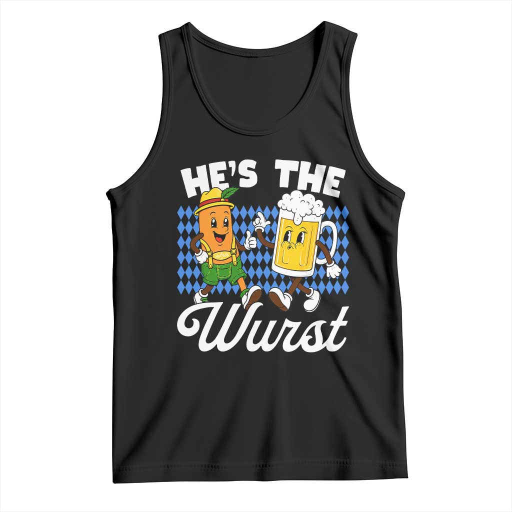 He is The Wurst Sausage Beer Bavarian Oktoberfest Tank Top Matching Couple Drinking Humor Graphic