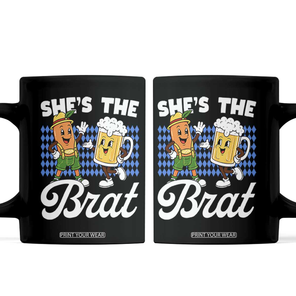 She is The Brat Sausage Beer Mug Oktoberfest Coffee Mug Matching Couple Drinking Humor Graphic