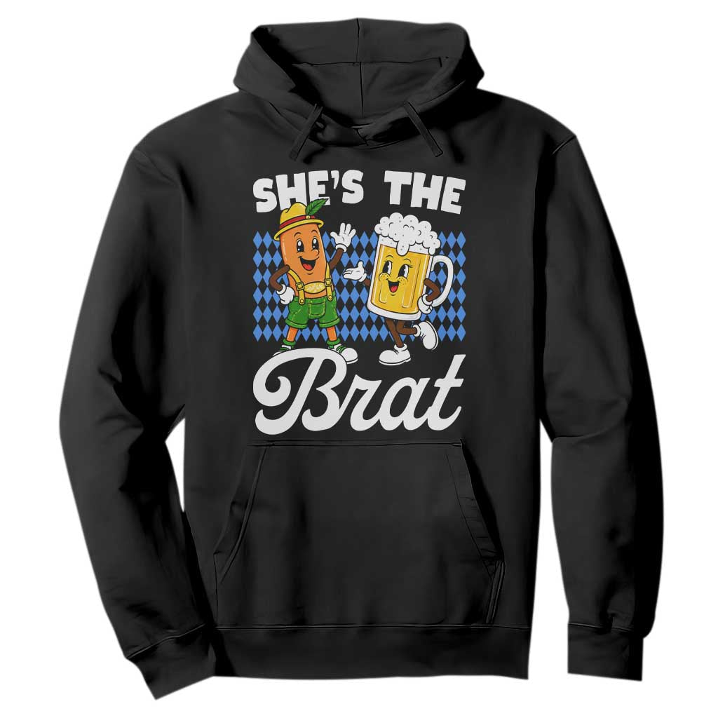 She is The Brat Sausage Beer Mug Oktoberfest Hoodie Matching Couple Drinking Humor Graphic