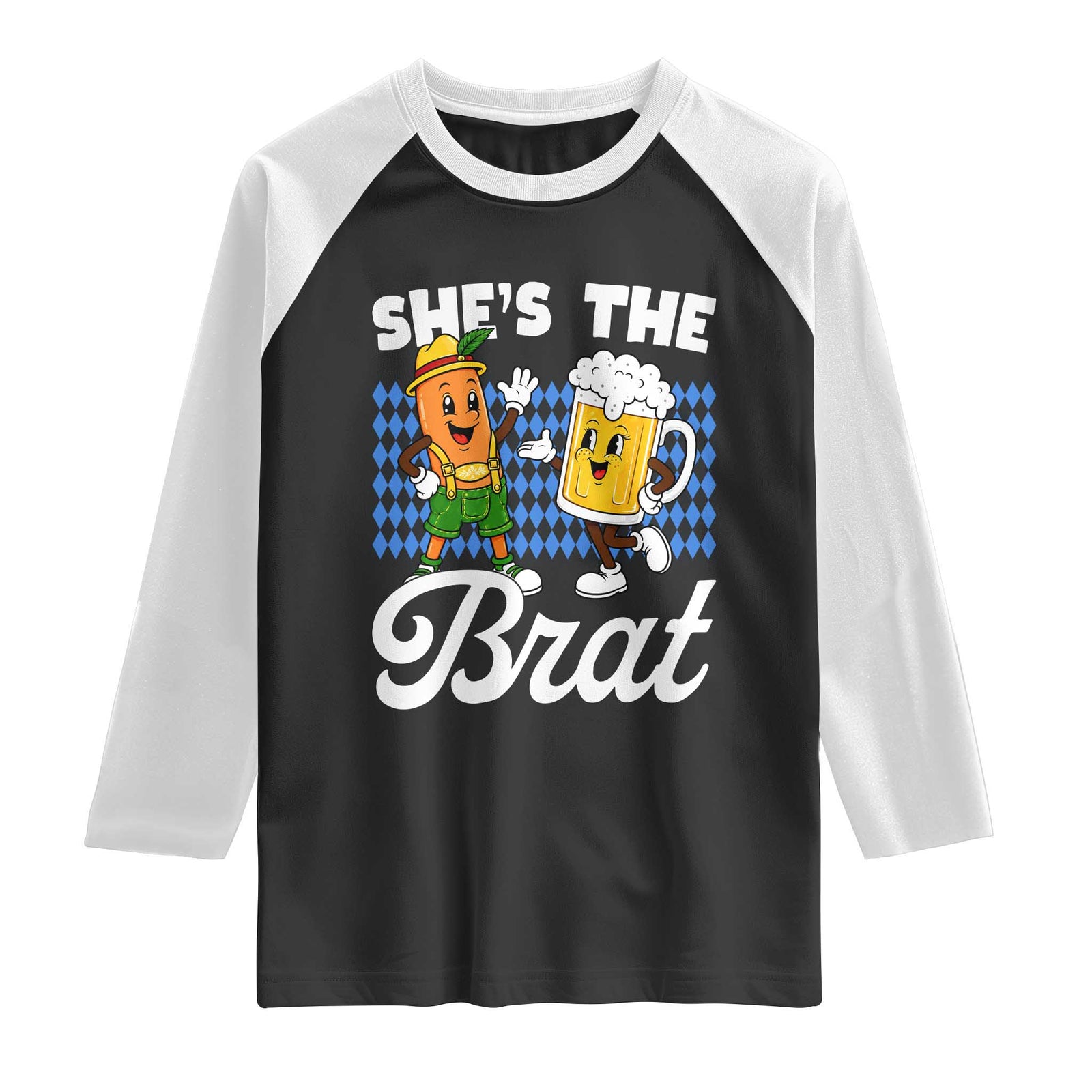 She is The Brat Sausage Beer Mug Oktoberfest Raglan Shirt Matching Couple Drinking Humor Graphic