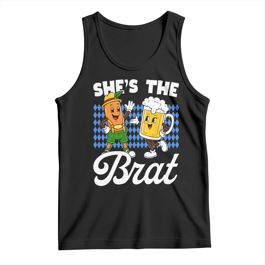 She is The Brat Sausage Beer Mug Oktoberfest Tank Top Matching Couple Drinking Humor Graphic