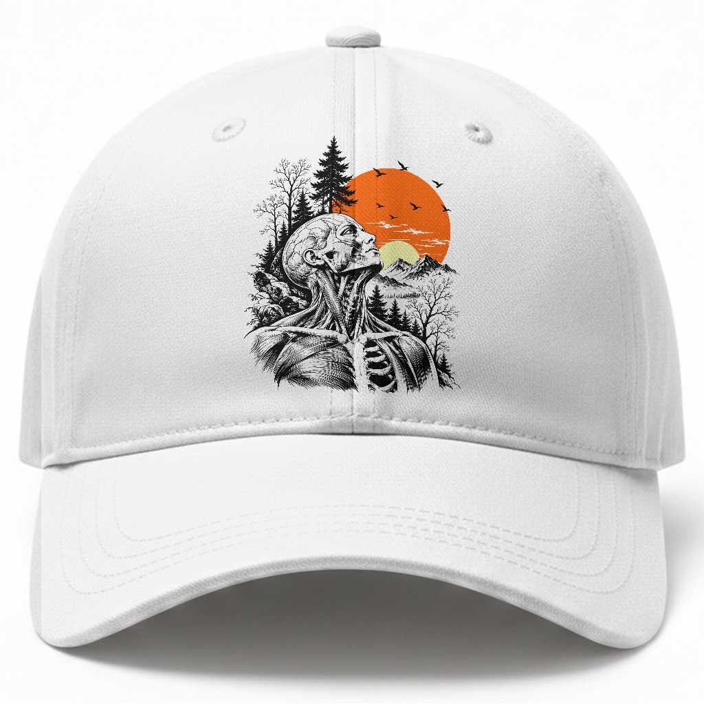 Anatomy Skeleton Nature Landscape Sun Vintage Medical Art Graphic Baseball Cap