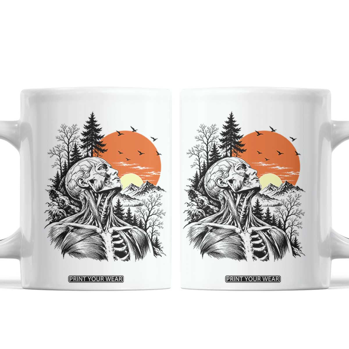 Anatomy Skeleton Nature Landscape Sun Vintage Medical Art Graphic Coffee Mug