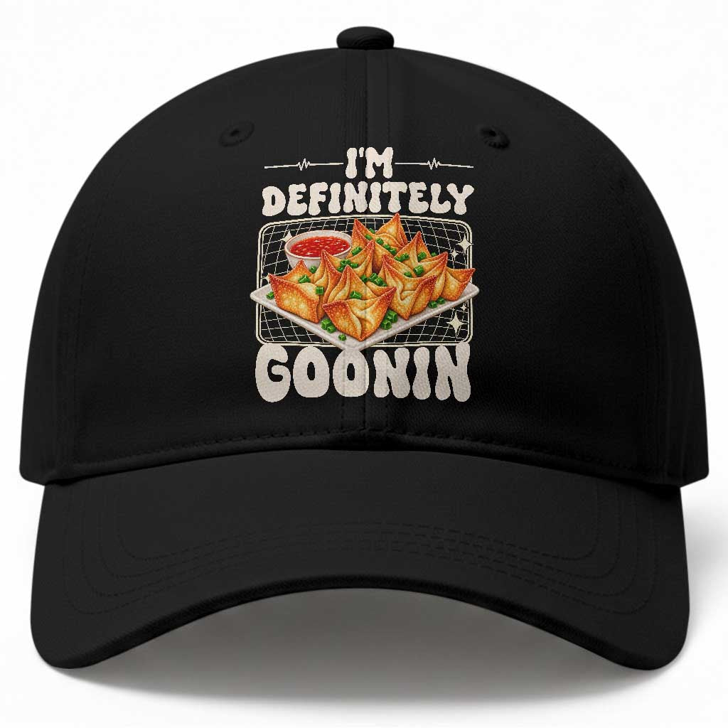 Im Definitely Goonin Funny Crab Rangoon Foodie Meme Graphic Baseball Cap