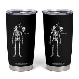 Boop Well Shit Funny Cat Knocking Skeleton Head Humor Graphic Tumbler Cup