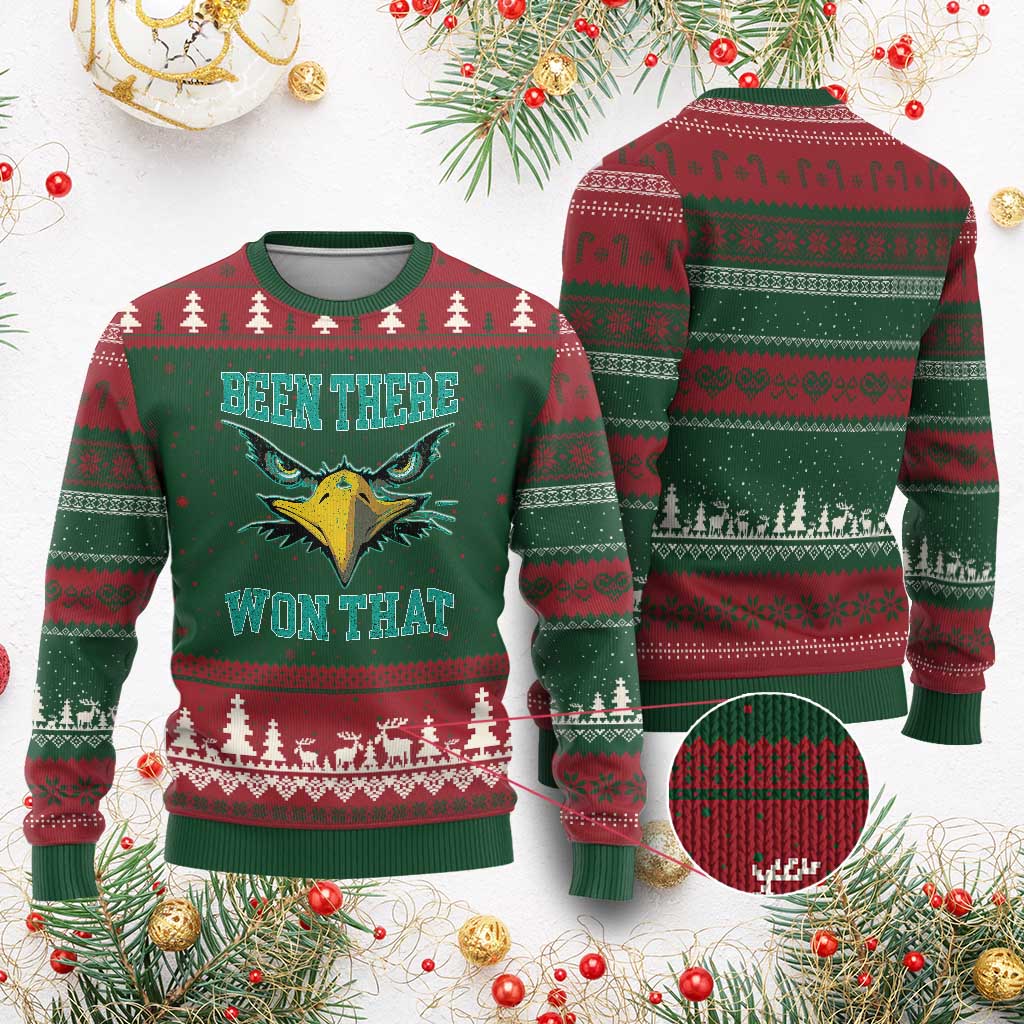 Been There Won That Ugly Christmas Sweater Fierce Eagle Eyes TS02 Red Green Print Your Wear