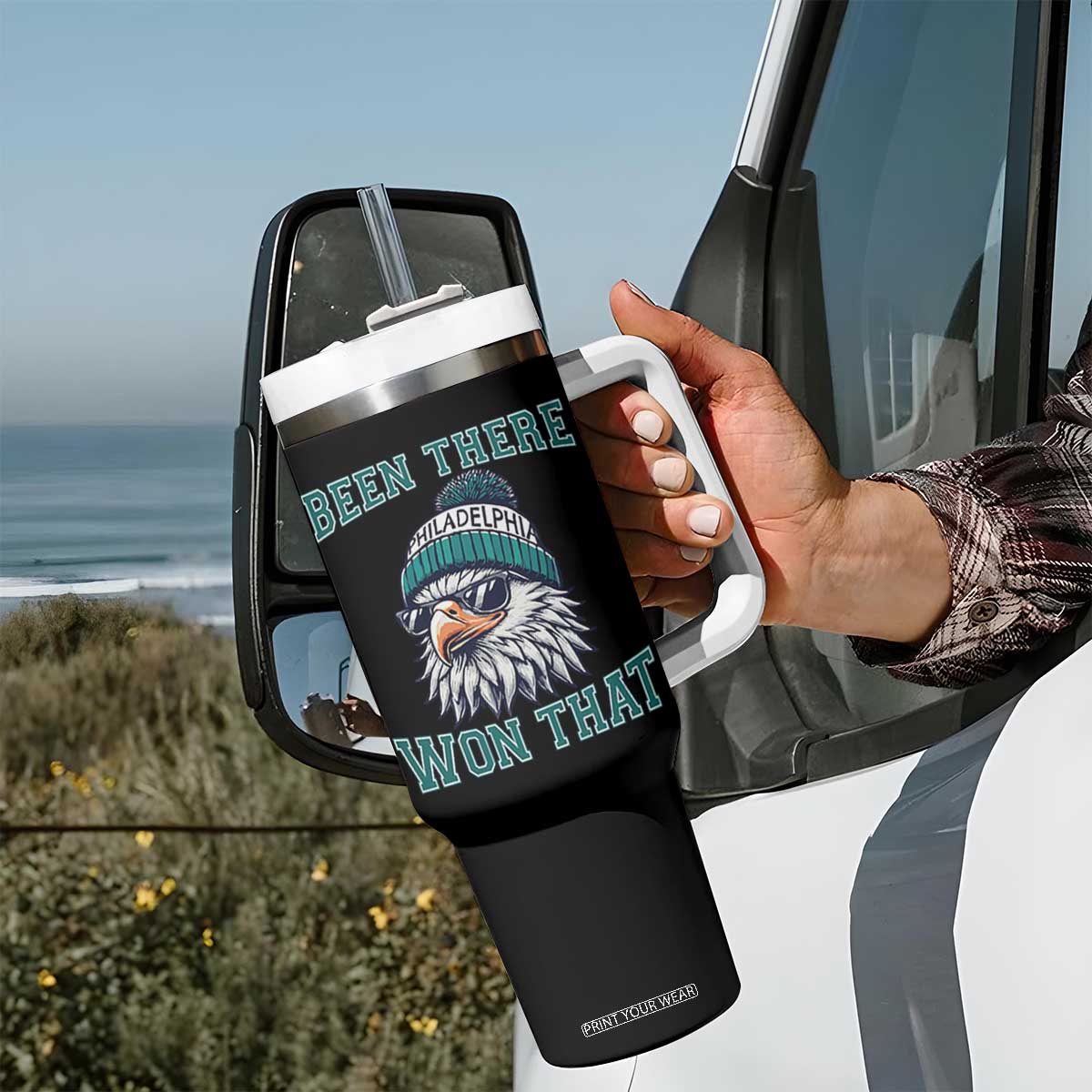 Been There Won That Fierce Eagle Graphic Tumbler With Handle TS02 Print Your Wear