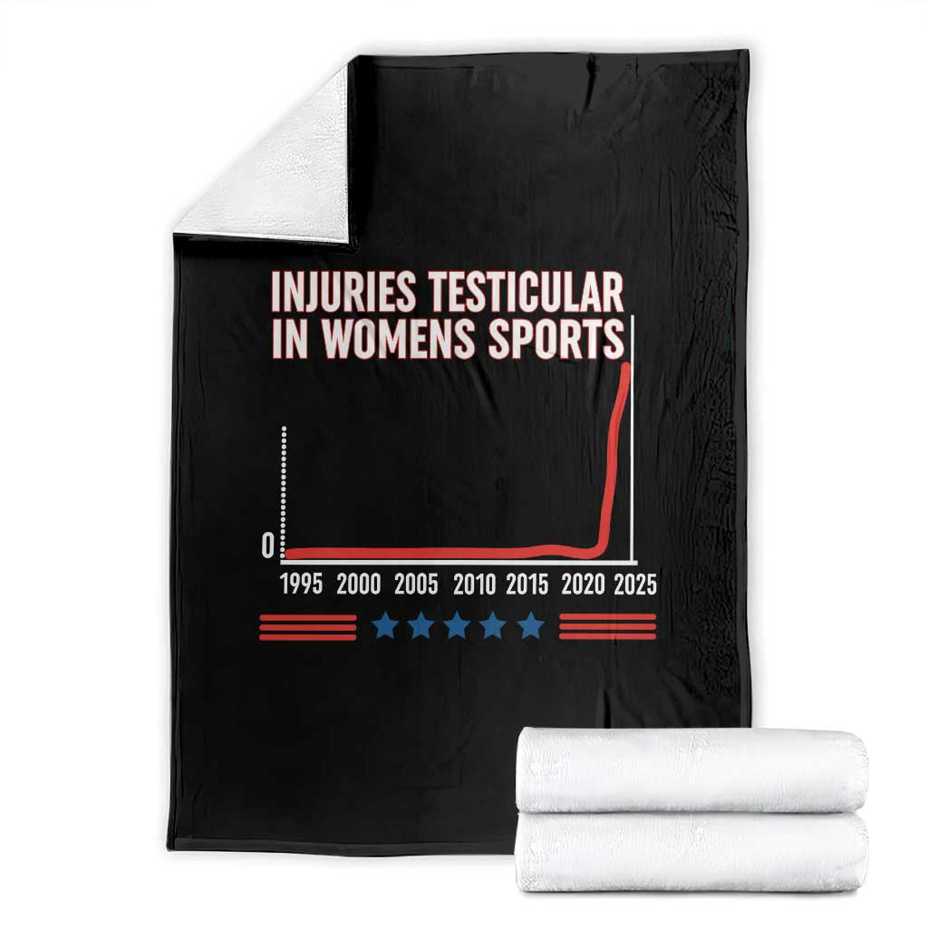 Testicular Injuries in Womens Sports Satirical Graphic Throw Blanket Dark Humor with Controversial Commentary TS02 Black Print Your Wear
