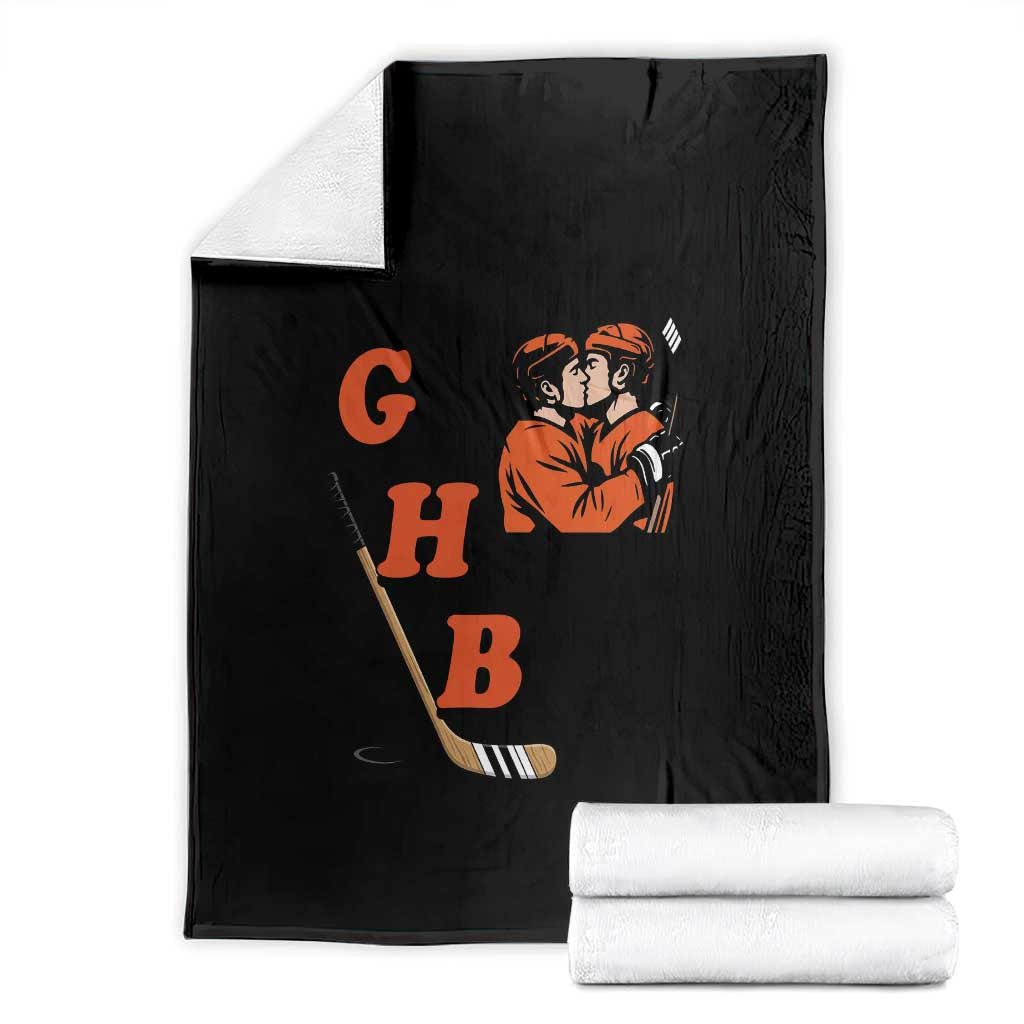 Yeah I Like GHB Gay Hockey Boys Throw Blanket LGBTQ Pride Hockey Fan TS02 Black Print Your Wear
