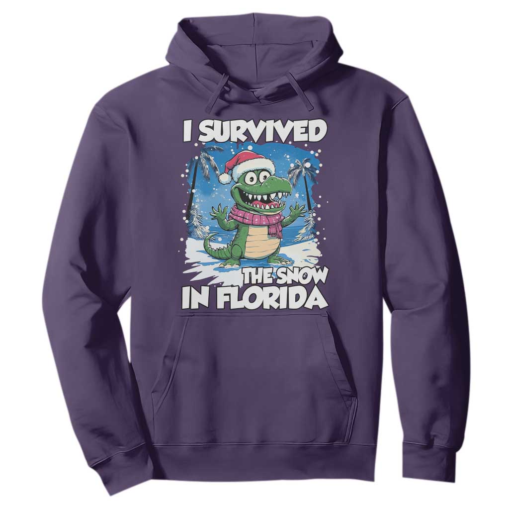 I Survived The Snow In Florida Hoodie Funny Crocodile TS02 Purple Print Your Wear
