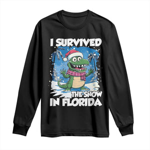 I Survived The Snow In Florida Long Sleeve Shirt Funny Crocodile TS02 Black Print Your Wear