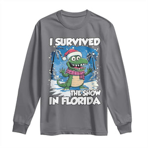 I Survived The Snow In Florida Long Sleeve Shirt Funny Crocodile TS02 Charcoal Print Your Wear